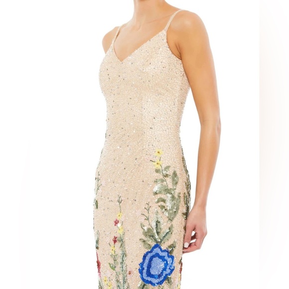 Mac Duggal Floral Embellished Spaghetti Strap Gown Size 12 NWT - Picture 4 of 17